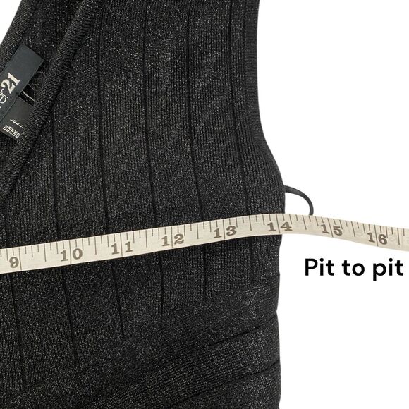 Forever 21 Black Silver Sleeveless Contour Sweater Dress Size Large 127 - Picture 8 of 8